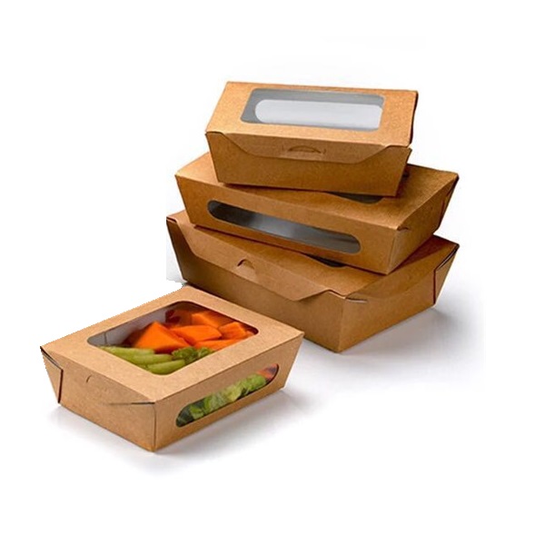 Lunchbox van kraftpapier met venster